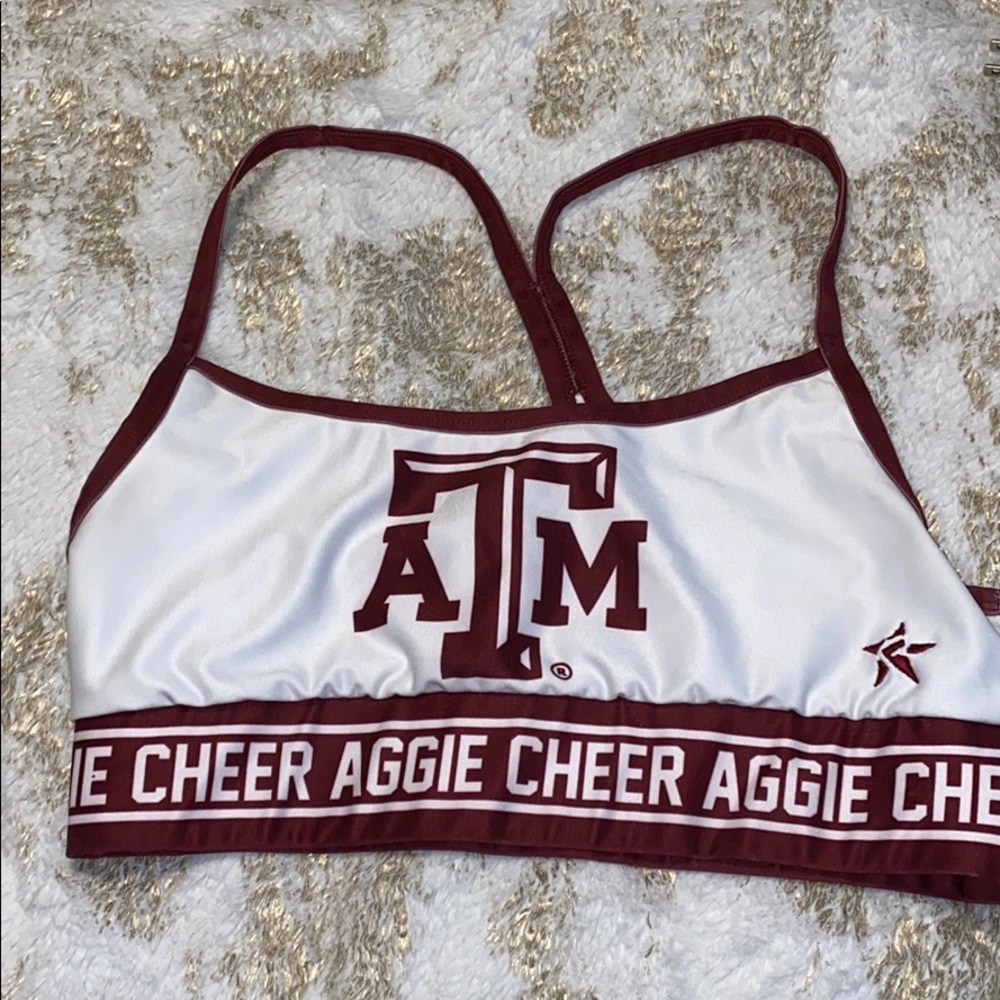 Rebel Texas A&M aggie cheer sports bra